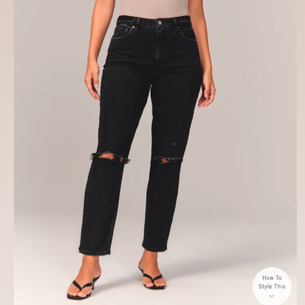 Curve Love High Rise Mom Jeans - Distressed Black